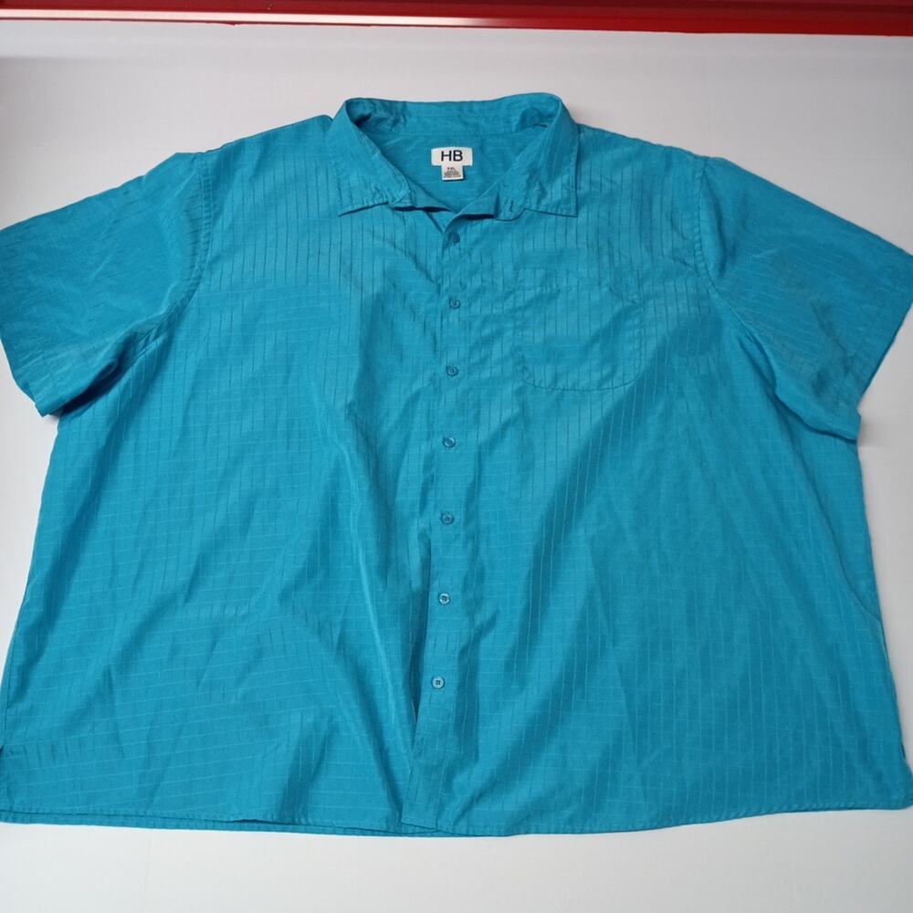 HB Harbor Bay Men's Shirt Size 5XL Green‎ Textured Button Up